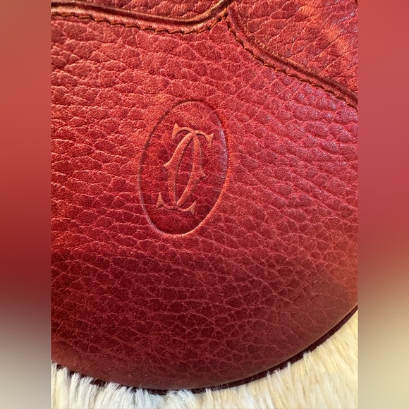 Vintage Cartier Bordeaux Leather Coin Pouch | 90s Must de Cartier Zip Wallet - Picture 5 of 9